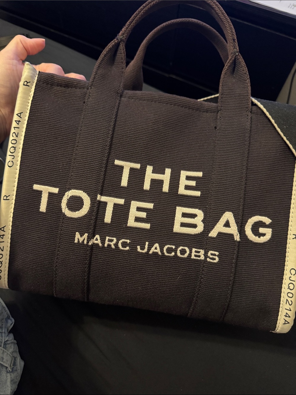 Marc Jacobs Black Canvas 'The Tote Bag' with Cream Trim